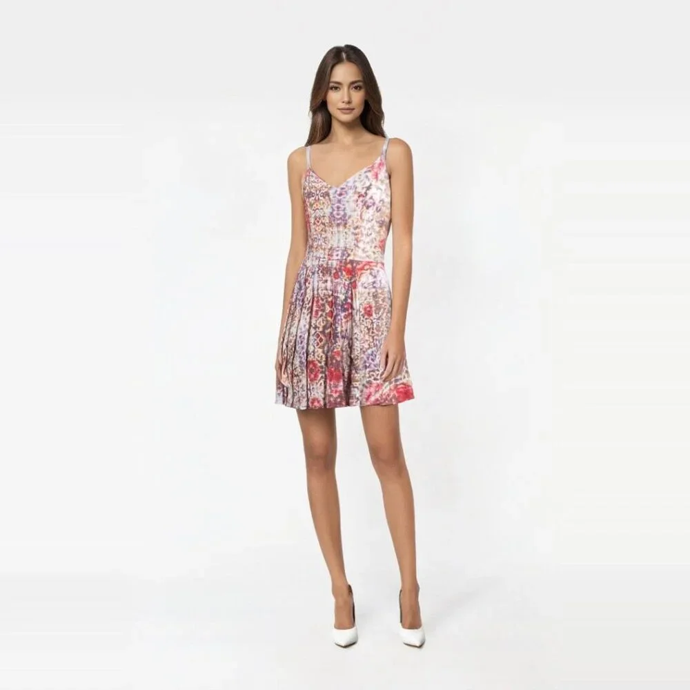 Lavender Brown Mini Fit and Flare Dress Multicolor, Size X-Small - Picture 2 of 16